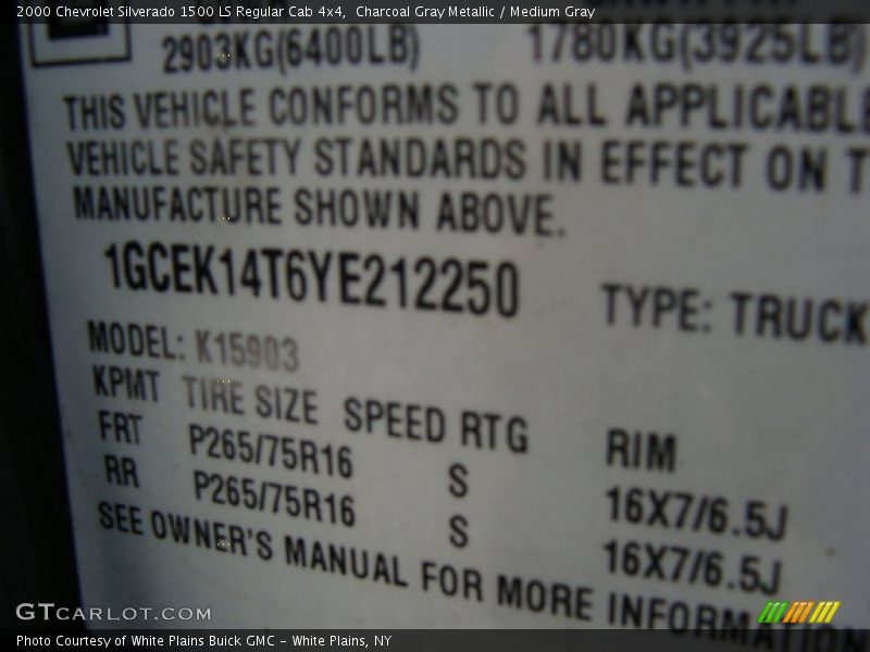 Charcoal Gray Metallic / Medium Gray 2000 Chevrolet Silverado 1500 LS Regular Cab 4x4