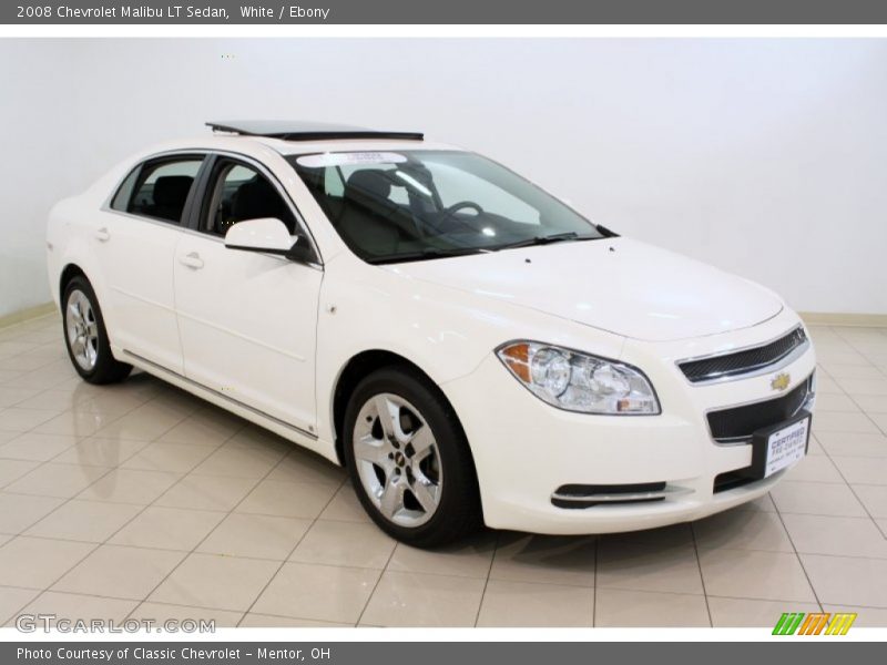 White / Ebony 2008 Chevrolet Malibu LT Sedan
