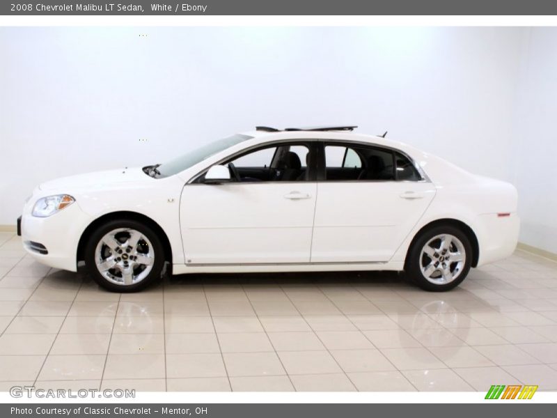 White / Ebony 2008 Chevrolet Malibu LT Sedan