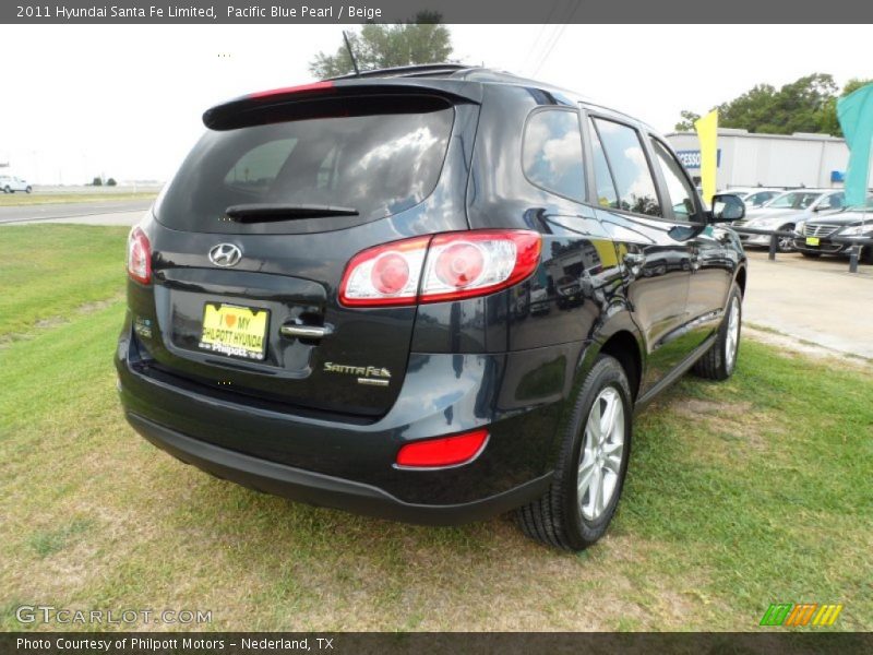 Pacific Blue Pearl / Beige 2011 Hyundai Santa Fe Limited