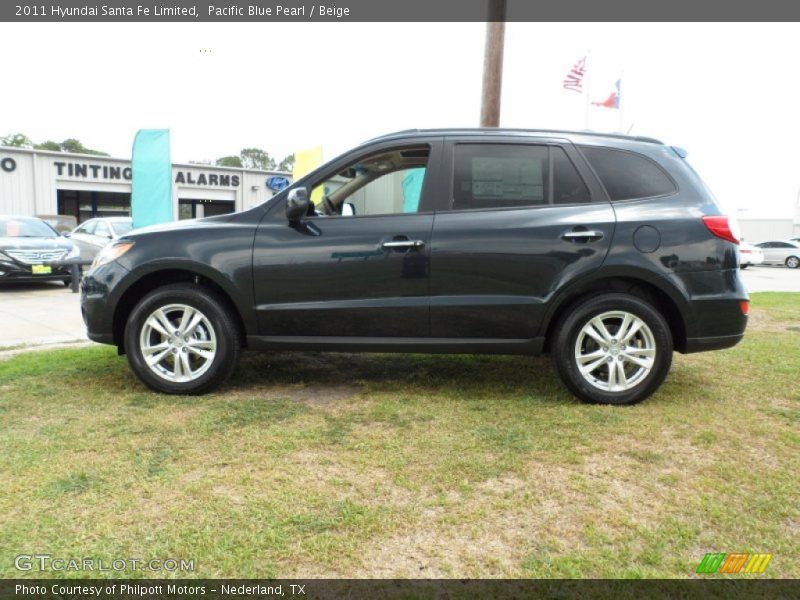 Pacific Blue Pearl / Beige 2011 Hyundai Santa Fe Limited