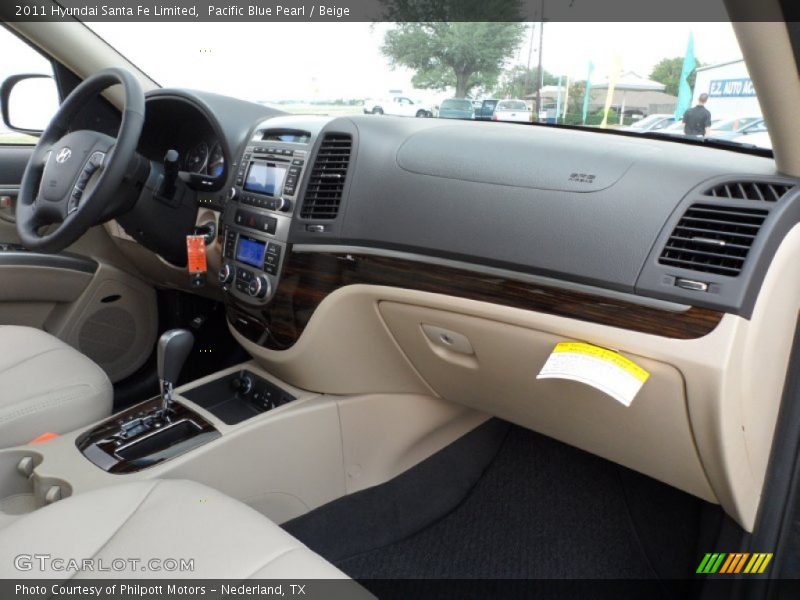 Pacific Blue Pearl / Beige 2011 Hyundai Santa Fe Limited