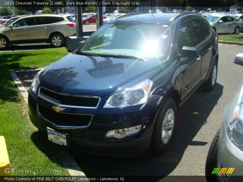 Dark Blue Metallic / Dark Gray/Light Gray 2011 Chevrolet Traverse LS AWD