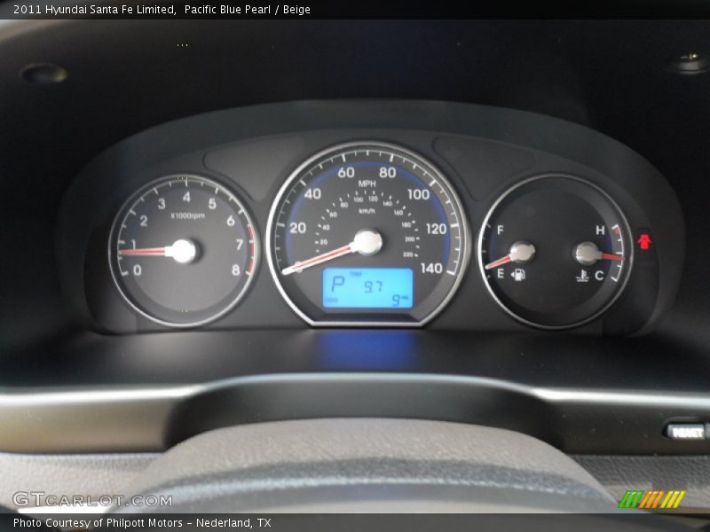 Pacific Blue Pearl / Beige 2011 Hyundai Santa Fe Limited