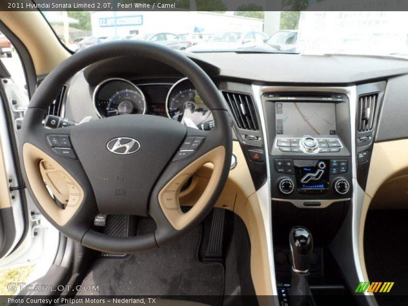 Pearl White / Camel 2011 Hyundai Sonata Limited 2.0T