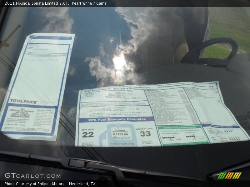 Pearl White / Camel 2011 Hyundai Sonata Limited 2.0T