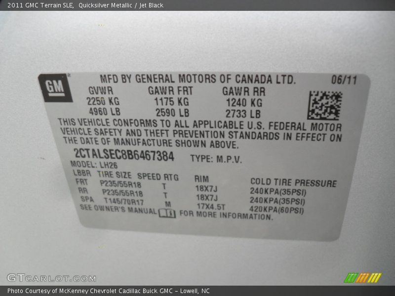 Quicksilver Metallic / Jet Black 2011 GMC Terrain SLE