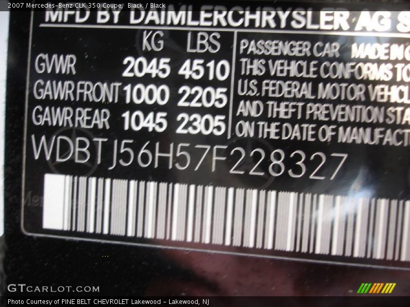 Black / Black 2007 Mercedes-Benz CLK 350 Coupe