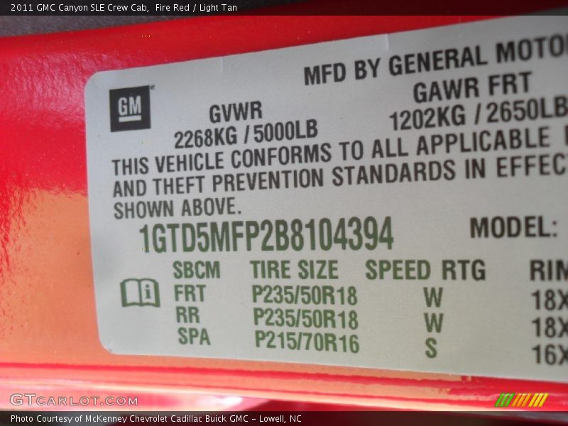 Fire Red / Light Tan 2011 GMC Canyon SLE Crew Cab