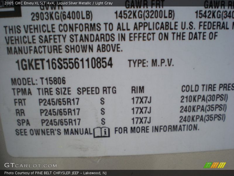 Liquid Silver Metallic / Light Gray 2005 GMC Envoy XL SLT 4x4