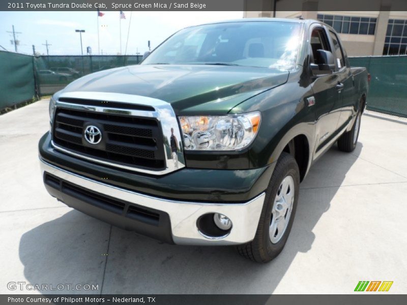 Spruce Green Mica / Sand Beige 2011 Toyota Tundra Double Cab