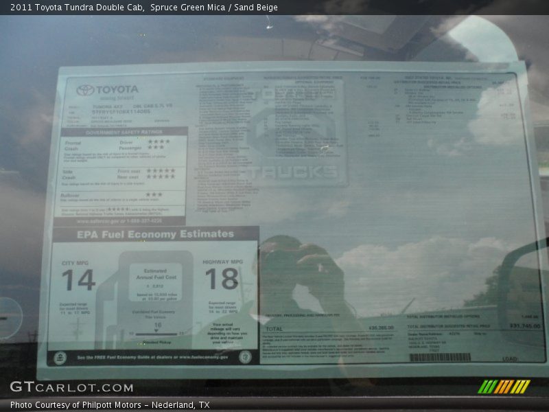 Spruce Green Mica / Sand Beige 2011 Toyota Tundra Double Cab