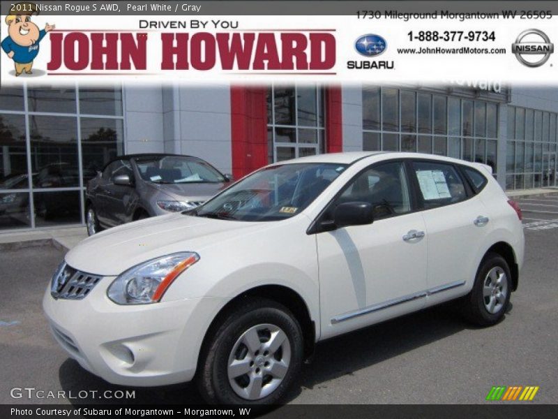 Pearl White / Gray 2011 Nissan Rogue S AWD