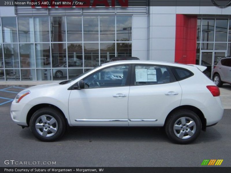 Pearl White / Gray 2011 Nissan Rogue S AWD