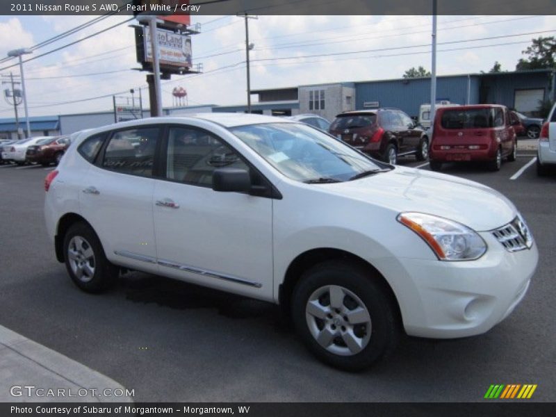 Pearl White / Gray 2011 Nissan Rogue S AWD