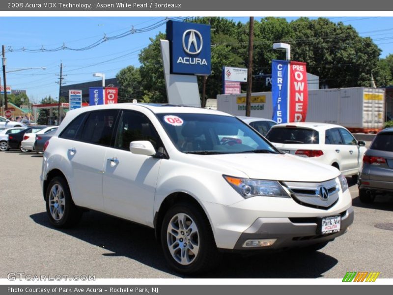 Aspen White Pearl / Bordeaux 2008 Acura MDX Technology