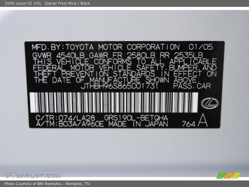 Glacier Frost Mica / Black 2006 Lexus GS 300