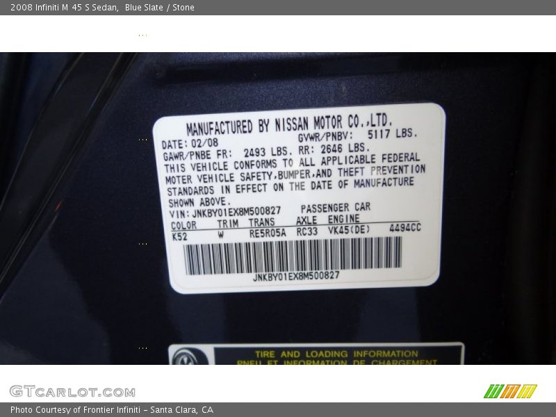 Blue Slate / Stone 2008 Infiniti M 45 S Sedan