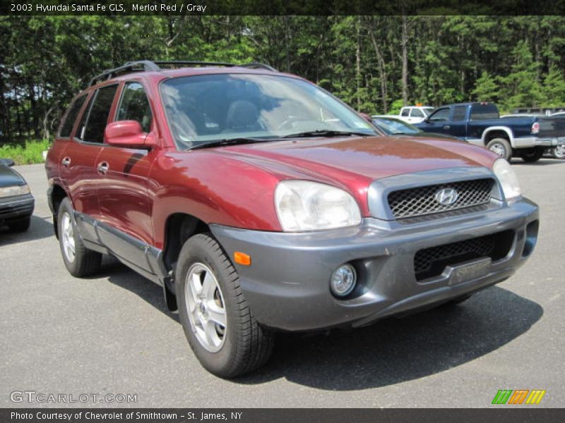 Merlot Red / Gray 2003 Hyundai Santa Fe GLS