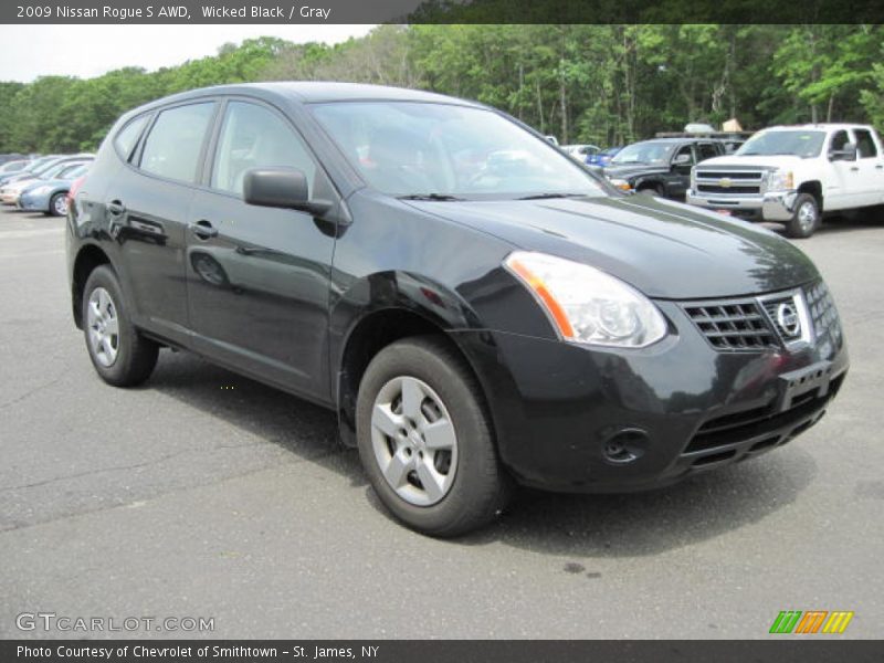 Wicked Black / Gray 2009 Nissan Rogue S AWD