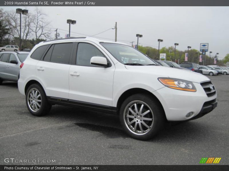 Powder White Pearl / Gray 2009 Hyundai Santa Fe SE
