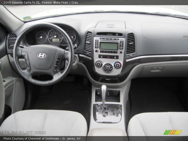 Powder White Pearl / Gray 2009 Hyundai Santa Fe SE