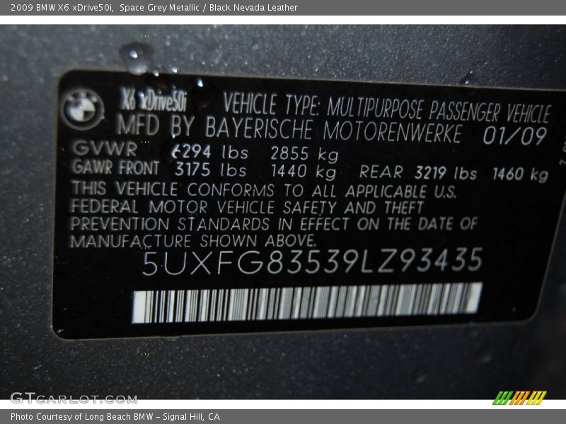 Space Grey Metallic / Black Nevada Leather 2009 BMW X6 xDrive50i