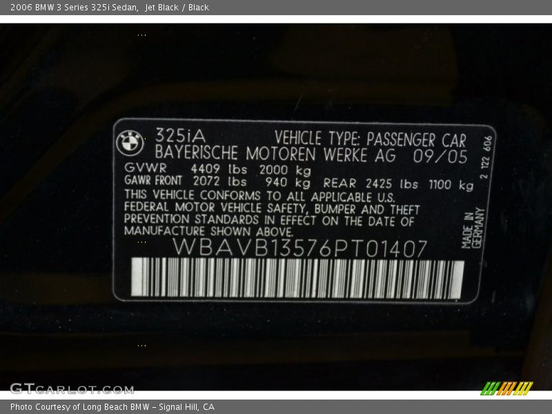 Jet Black / Black 2006 BMW 3 Series 325i Sedan