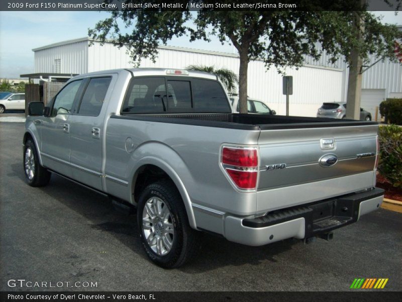 Brilliant Silver Metallic / Medium Stone Leather/Sienna Brown 2009 Ford F150 Platinum SuperCrew