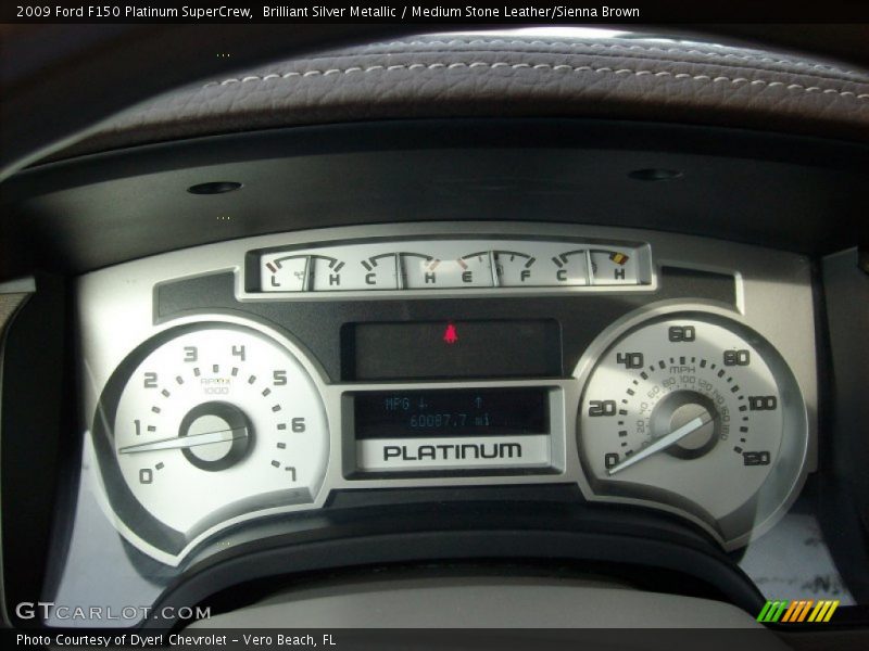 Brilliant Silver Metallic / Medium Stone Leather/Sienna Brown 2009 Ford F150 Platinum SuperCrew