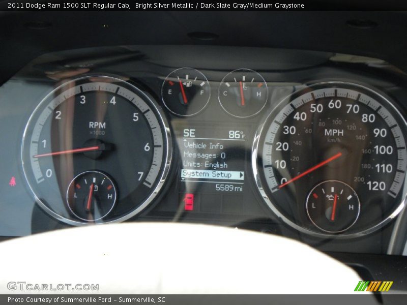 Bright Silver Metallic / Dark Slate Gray/Medium Graystone 2011 Dodge Ram 1500 SLT Regular Cab