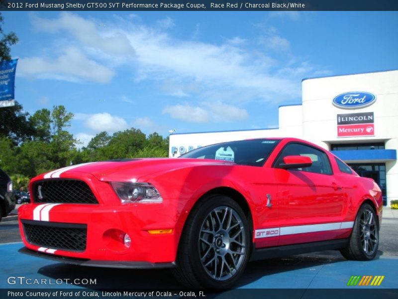 Race Red / Charcoal Black/White 2012 Ford Mustang Shelby GT500 SVT Performance Package Coupe