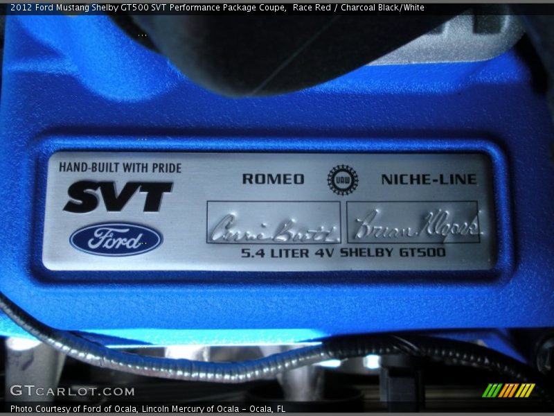  2012 Mustang Shelby GT500 SVT Performance Package Coupe Engine - 5.4 Liter Supercharged DOHC 32-Valve Ti-VCT V8