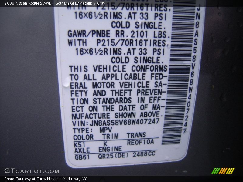 Gotham Gray Metallic / Gray 2008 Nissan Rogue S AWD