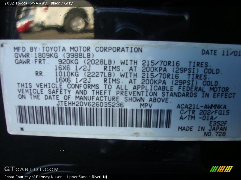 Black / Gray 2002 Toyota RAV4 4WD