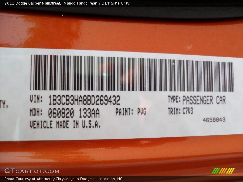 Mango Tango Pearl / Dark Slate Gray 2011 Dodge Caliber Mainstreet