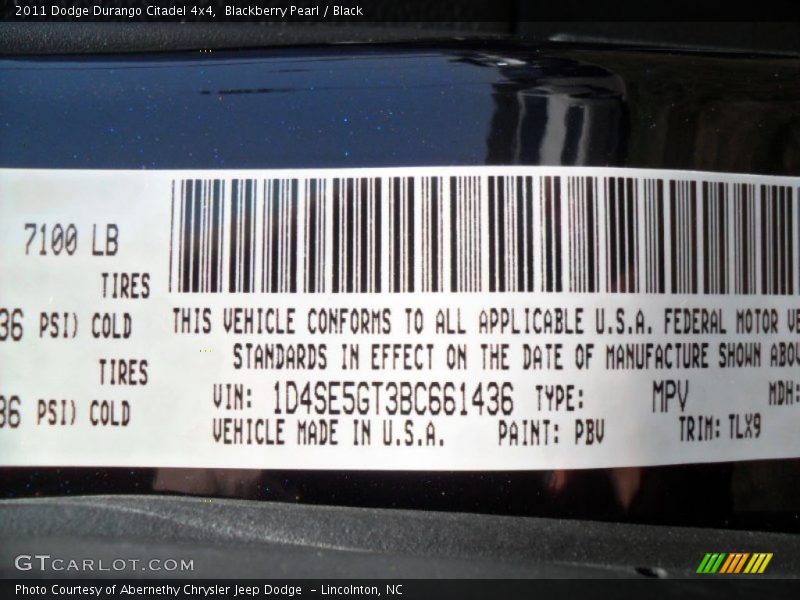 Blackberry Pearl / Black 2011 Dodge Durango Citadel 4x4