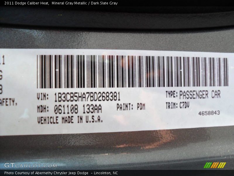 Mineral Gray Metallic / Dark Slate Gray 2011 Dodge Caliber Heat