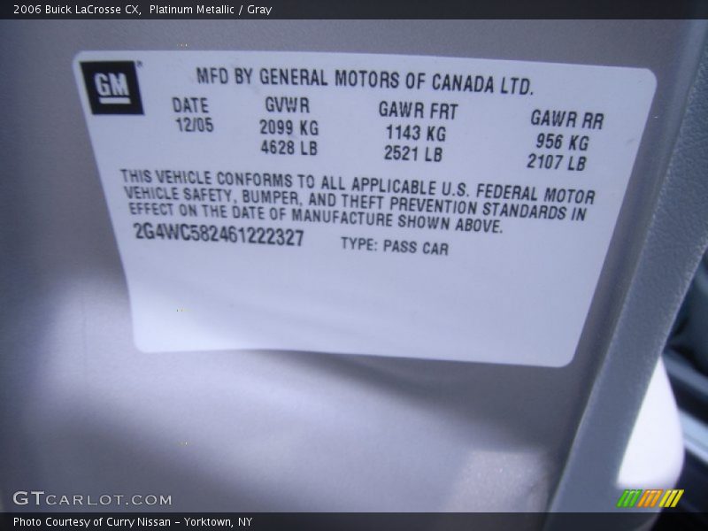 Platinum Metallic / Gray 2006 Buick LaCrosse CX