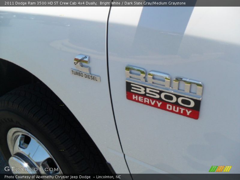 Bright White / Dark Slate Gray/Medium Graystone 2011 Dodge Ram 3500 HD ST Crew Cab 4x4 Dually