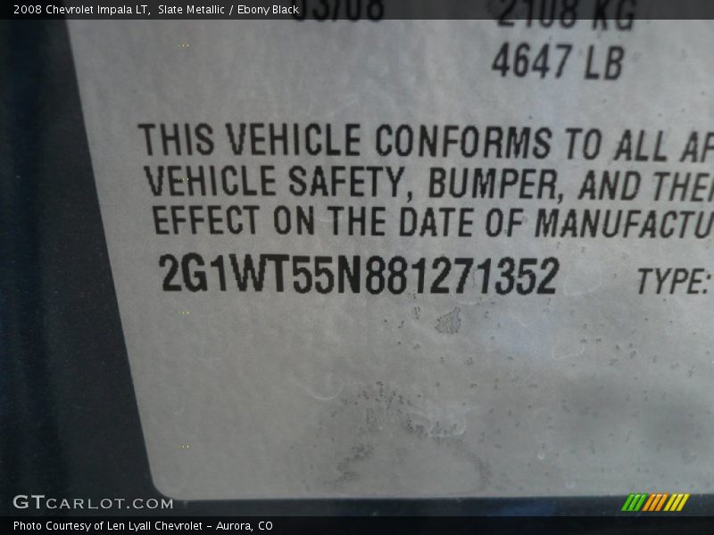 Slate Metallic / Ebony Black 2008 Chevrolet Impala LT