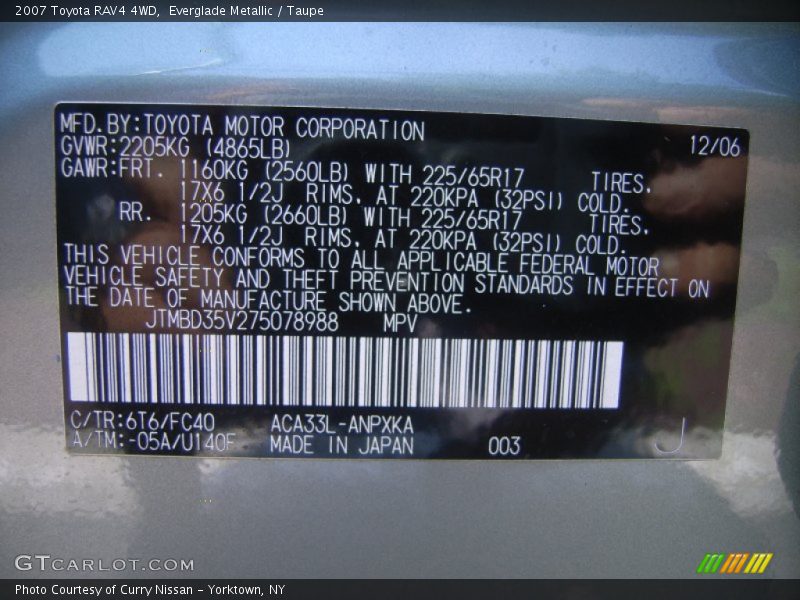 Everglade Metallic / Taupe 2007 Toyota RAV4 4WD