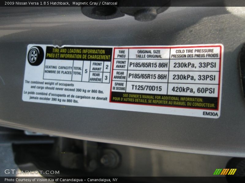 Magnetic Gray / Charcoal 2009 Nissan Versa 1.8 S Hatchback