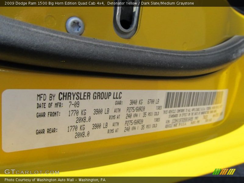 Detonator Yellow / Dark Slate/Medium Graystone 2009 Dodge Ram 1500 Big Horn Edition Quad Cab 4x4