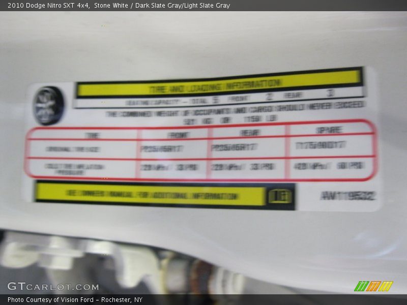 Stone White / Dark Slate Gray/Light Slate Gray 2010 Dodge Nitro SXT 4x4