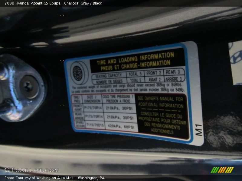 Charcoal Gray / Black 2008 Hyundai Accent GS Coupe