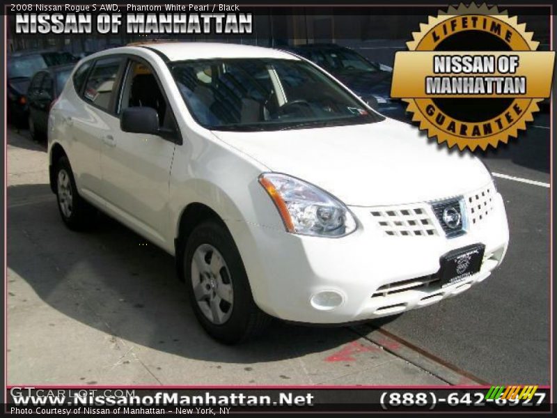 Phantom White Pearl / Black 2008 Nissan Rogue S AWD