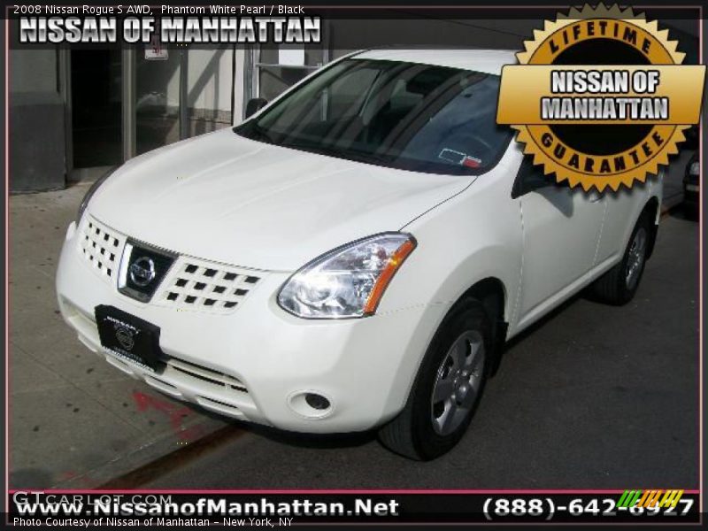 Phantom White Pearl / Black 2008 Nissan Rogue S AWD