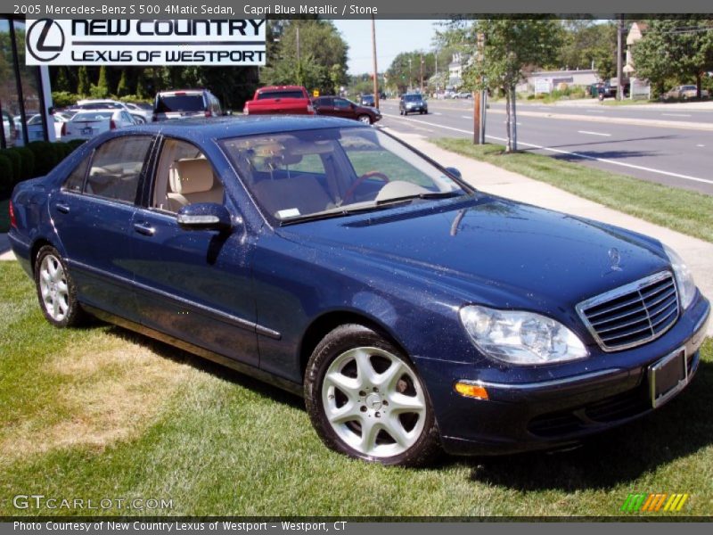 Capri Blue Metallic / Stone 2005 Mercedes-Benz S 500 4Matic Sedan