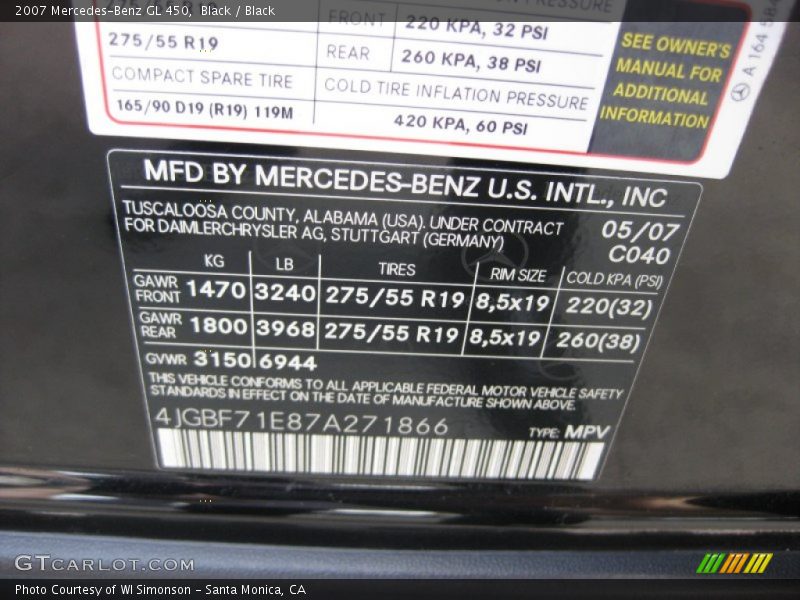 Black / Black 2007 Mercedes-Benz GL 450